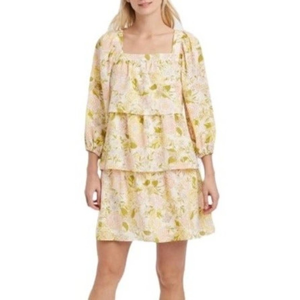 Who What Wear Drawing Room Floral Tier Dress M bishop sleeve